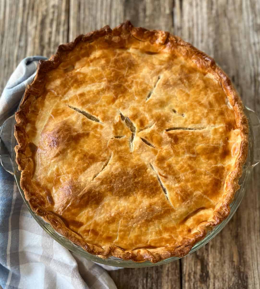 Pot Pie on a wood table