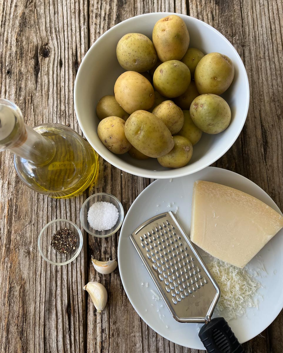 Smashed Roasted Garlic Parmesan Baby Dutch Yellow Potatoes