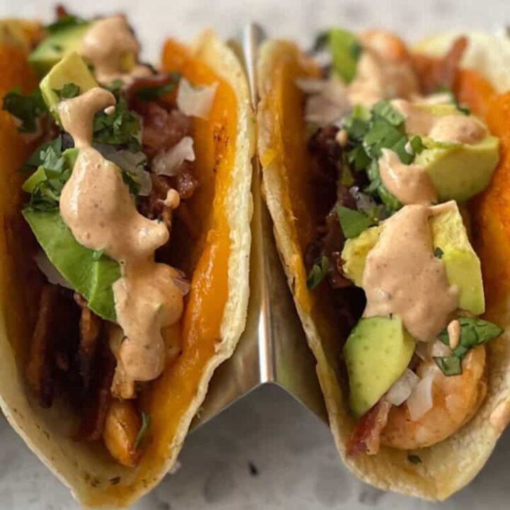 Two shrimp tacos