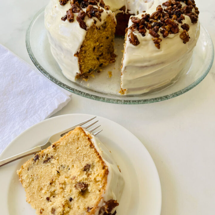 Butter Pecan Pound Cake with Cream Cheese Frosting