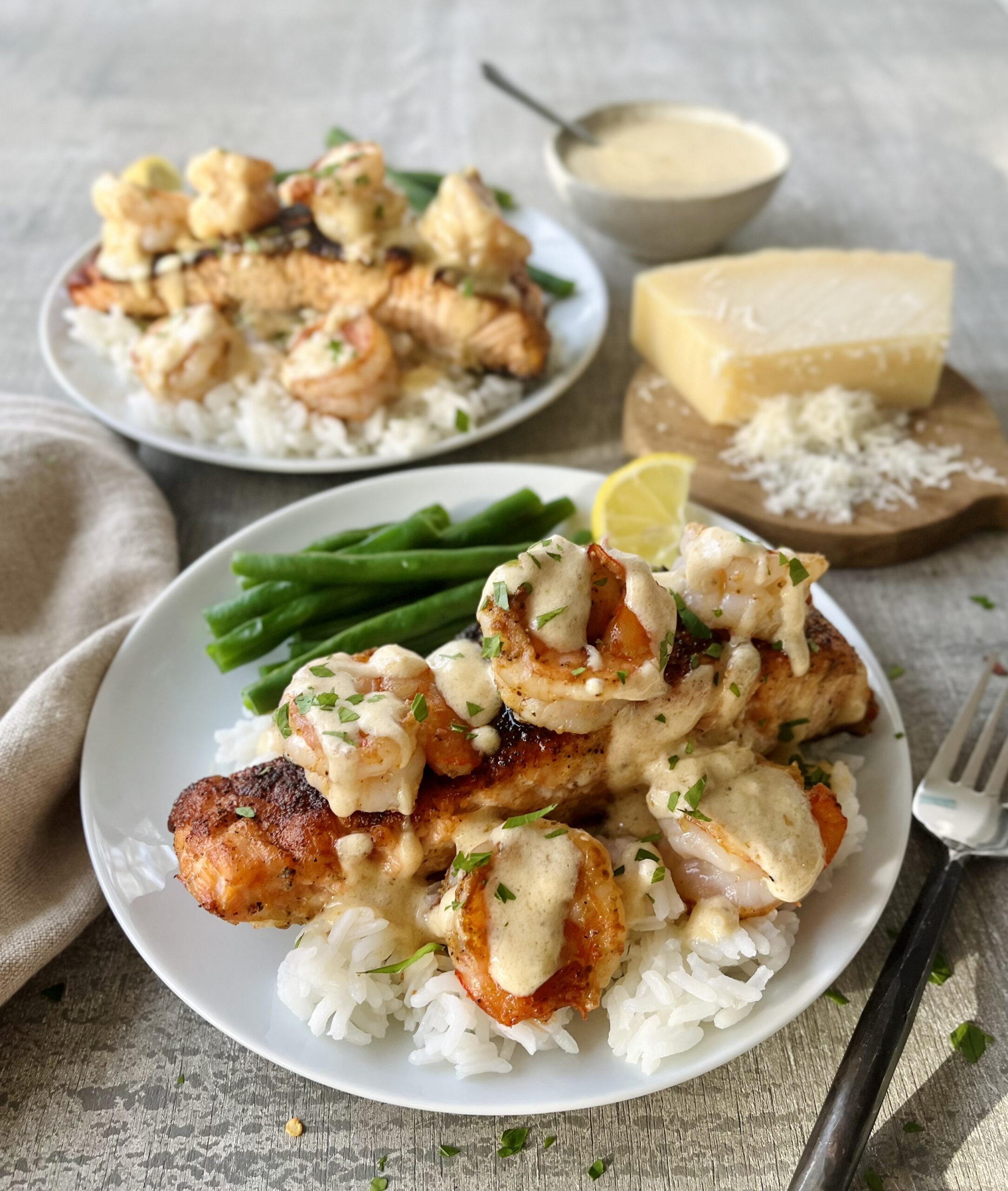 Easy Cajun Salmon and Shrimp with Cream Sauce