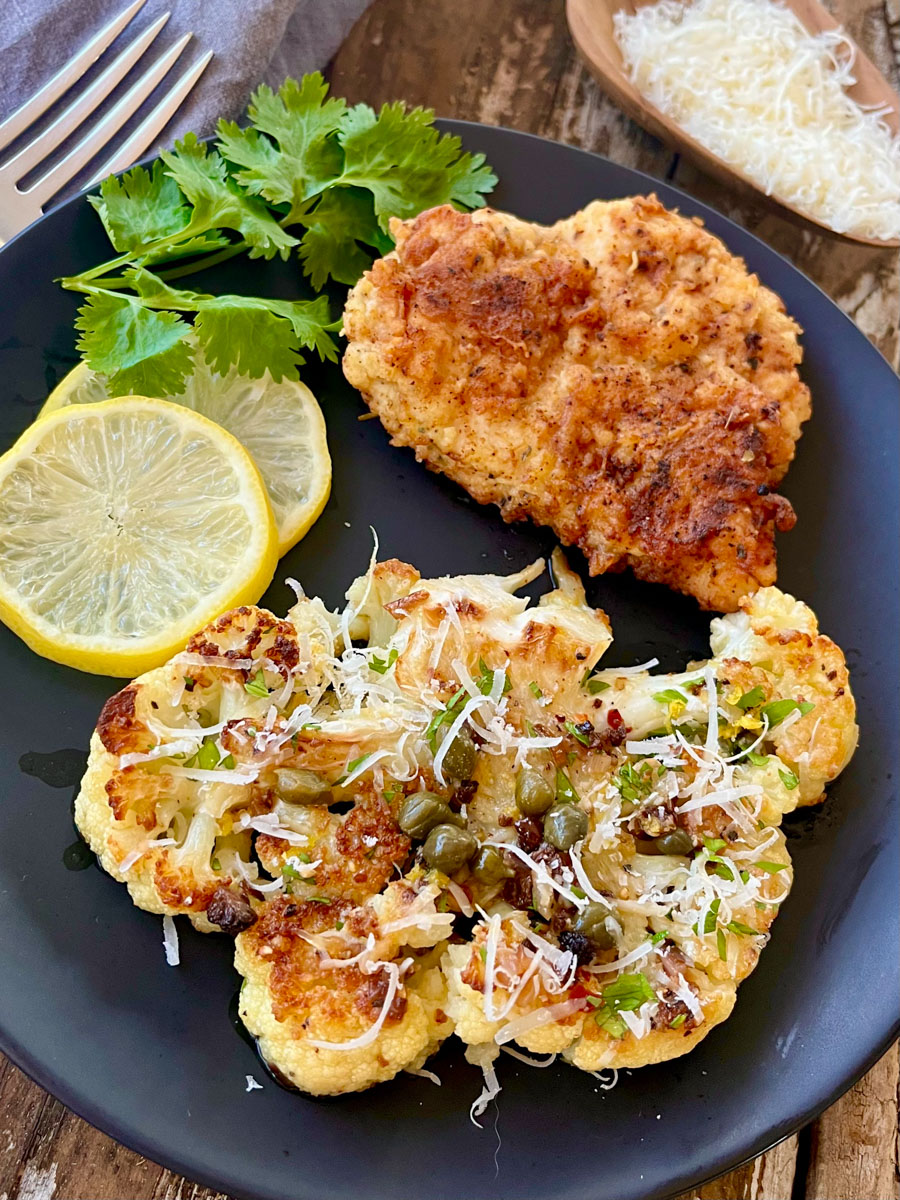 Pan Fried Cauliflower Steaks Piccata