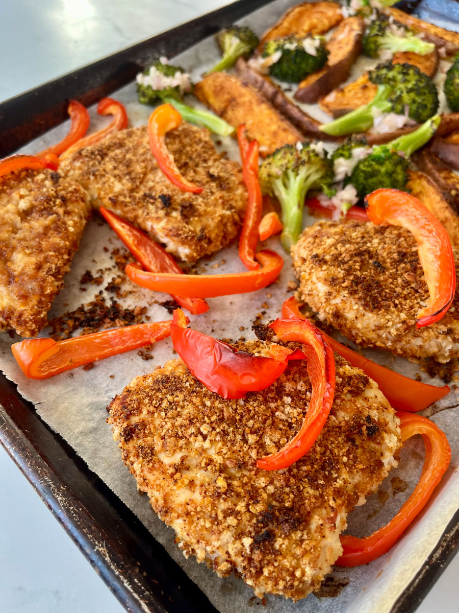 Sheet Pan Crispy Chicken with Potatoes and Broccoli