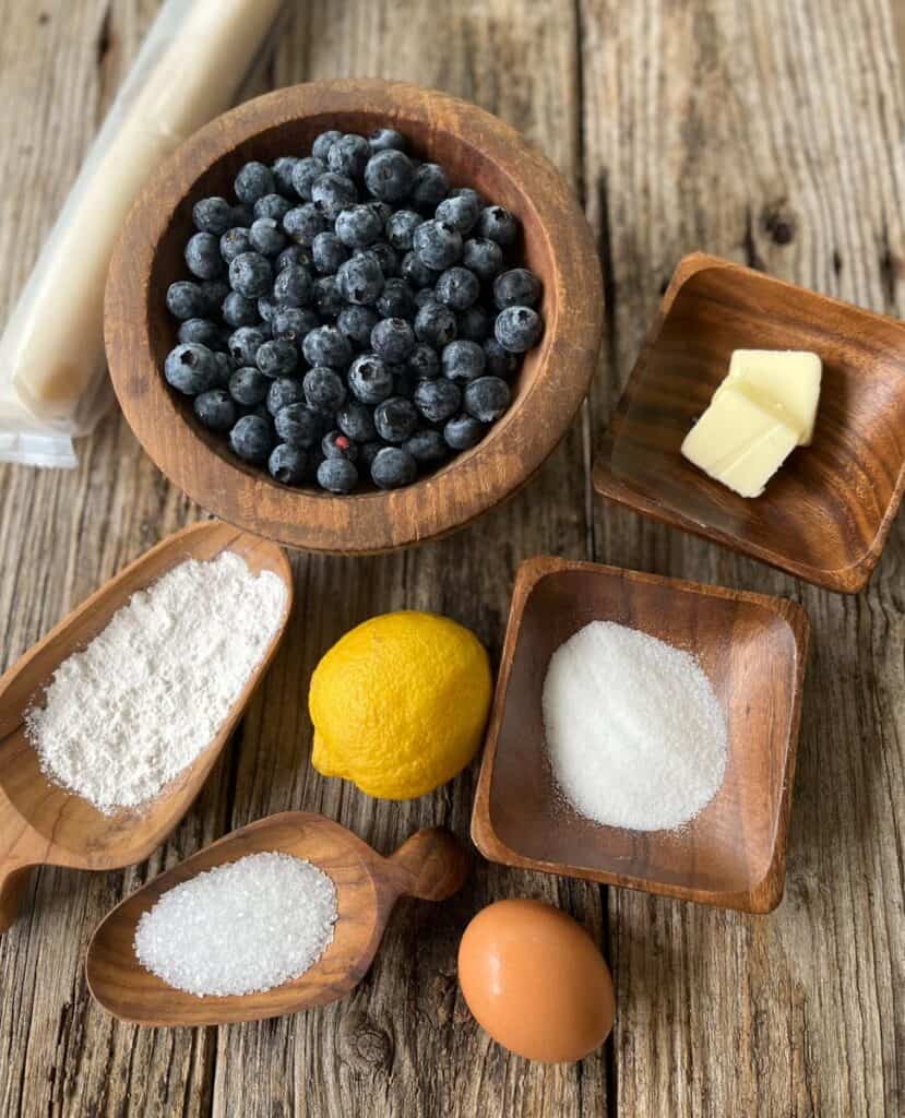Blueberry lemon galette ingredients.