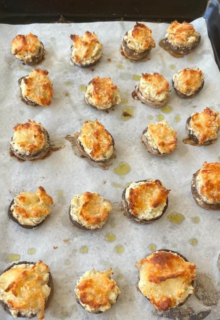 Baked cheese stuffed mushrooms.
