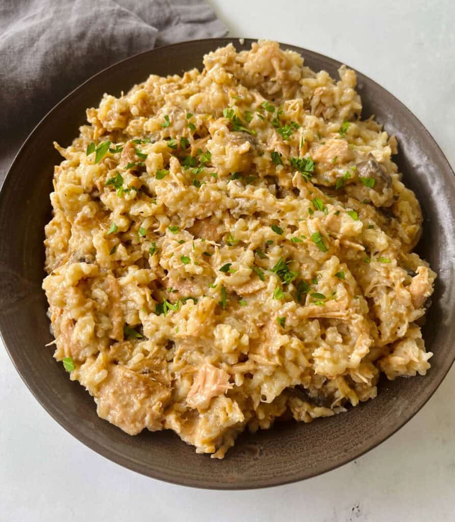 Slow Cooker Pork Chops with Mushroom Soup and Rice
