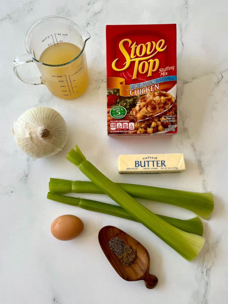 Ingredients for Stove Top Stuffing.