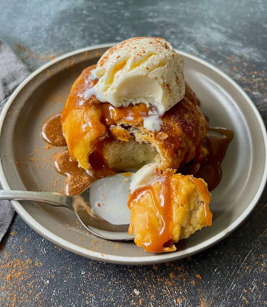 Amish Baked Apple Dumplings with Caramel Sauce