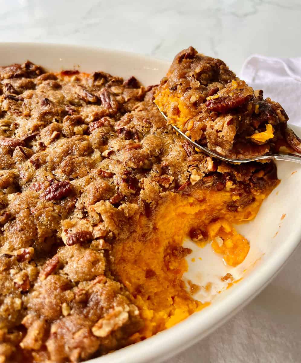 Easy Sweet Potato Casserole with Pecan Topping