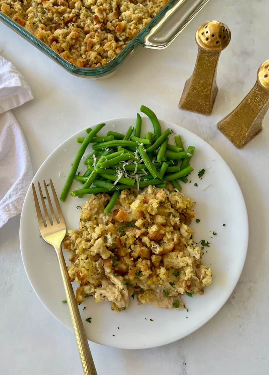 Easy Chicken Stuffing Casserole With Sour Cream