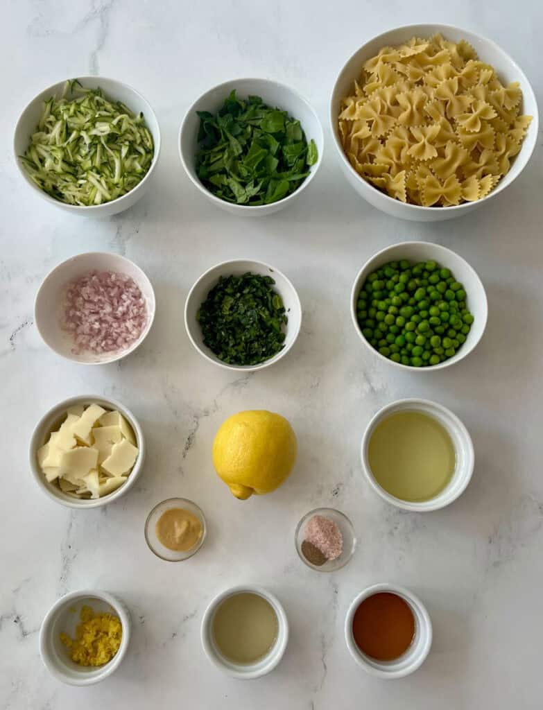 Fresh ingredients for pasta dish preparation.