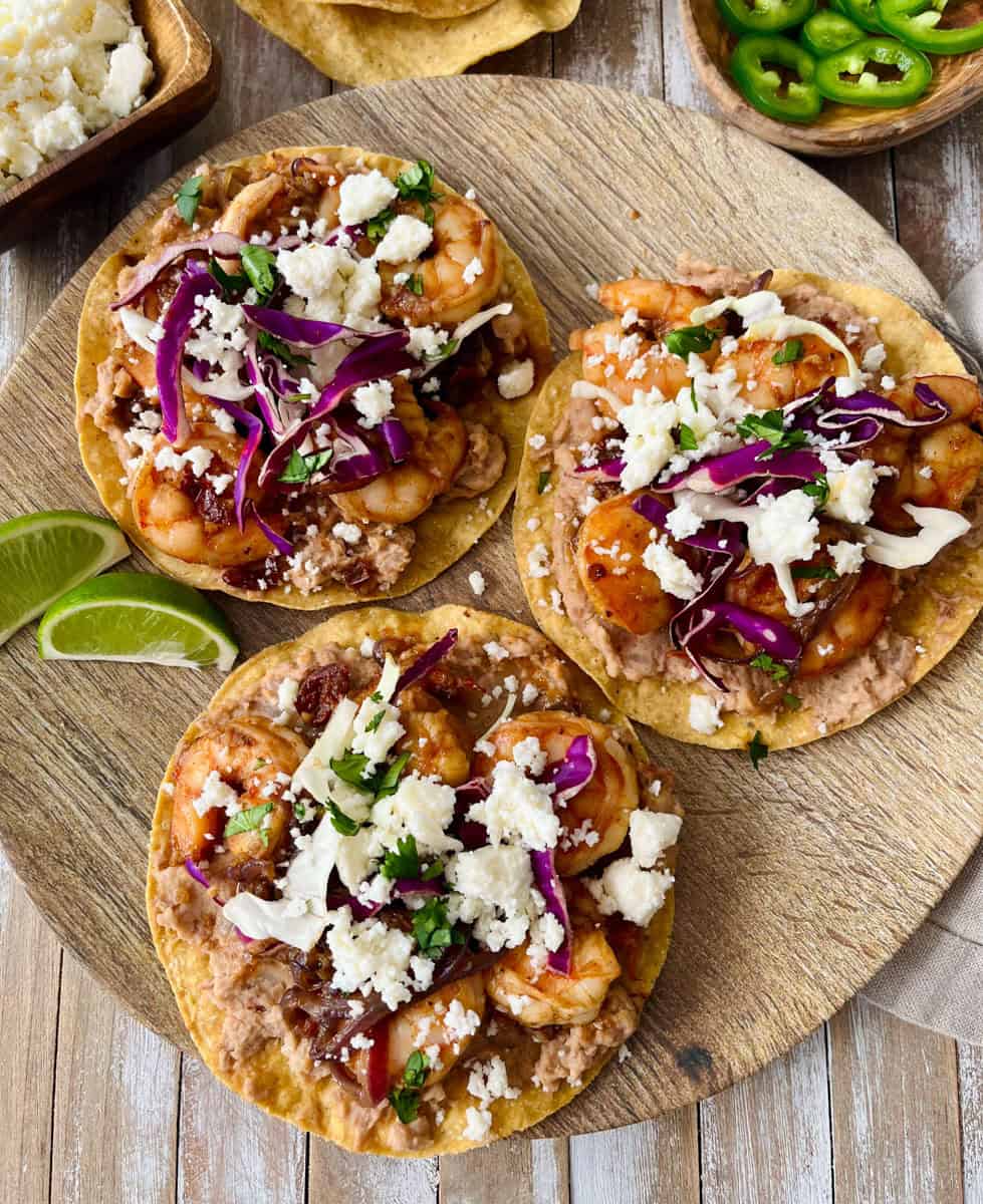 Easy Chipotle Honey Shrimp Tostadas (Skillet Recipe)
