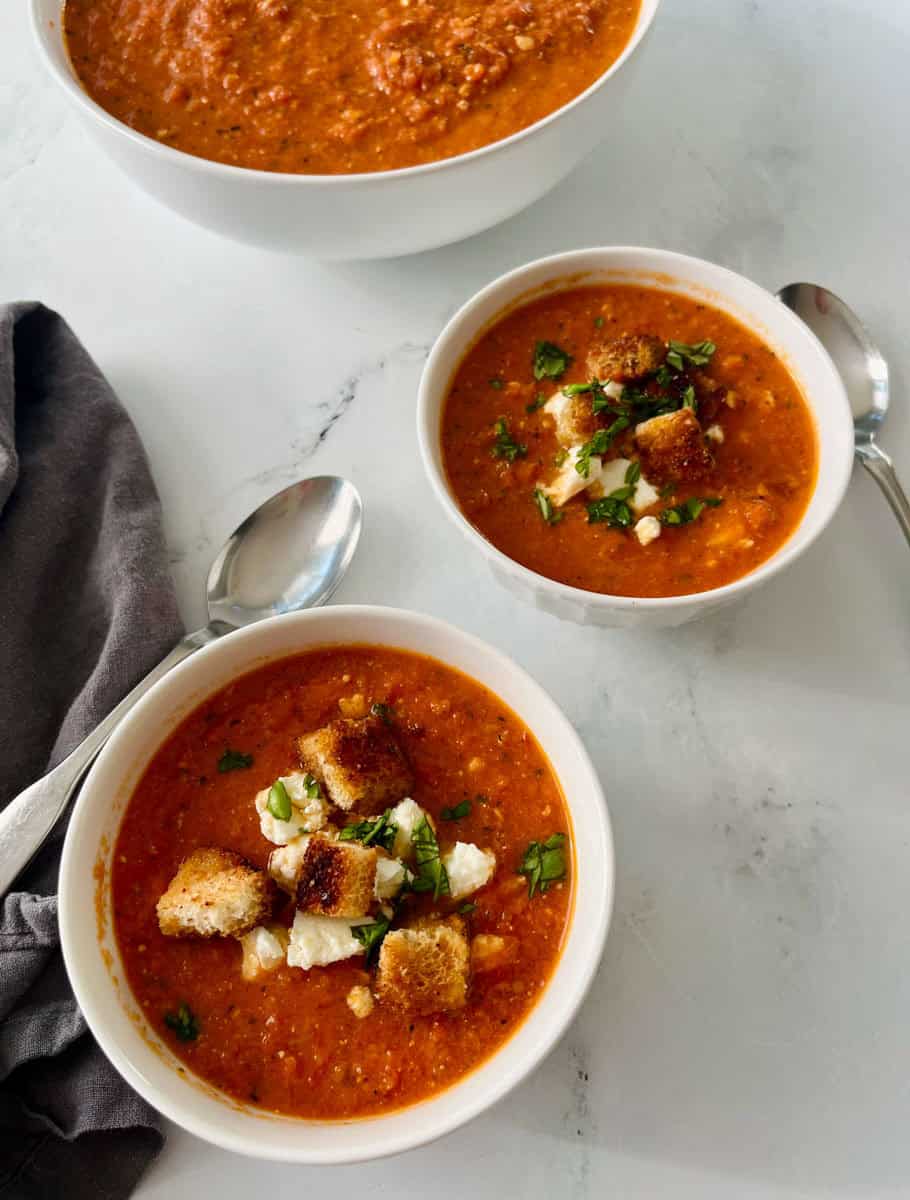 Easy Creamy Tomato Feta Soup (Trader Joe’s Recipe)