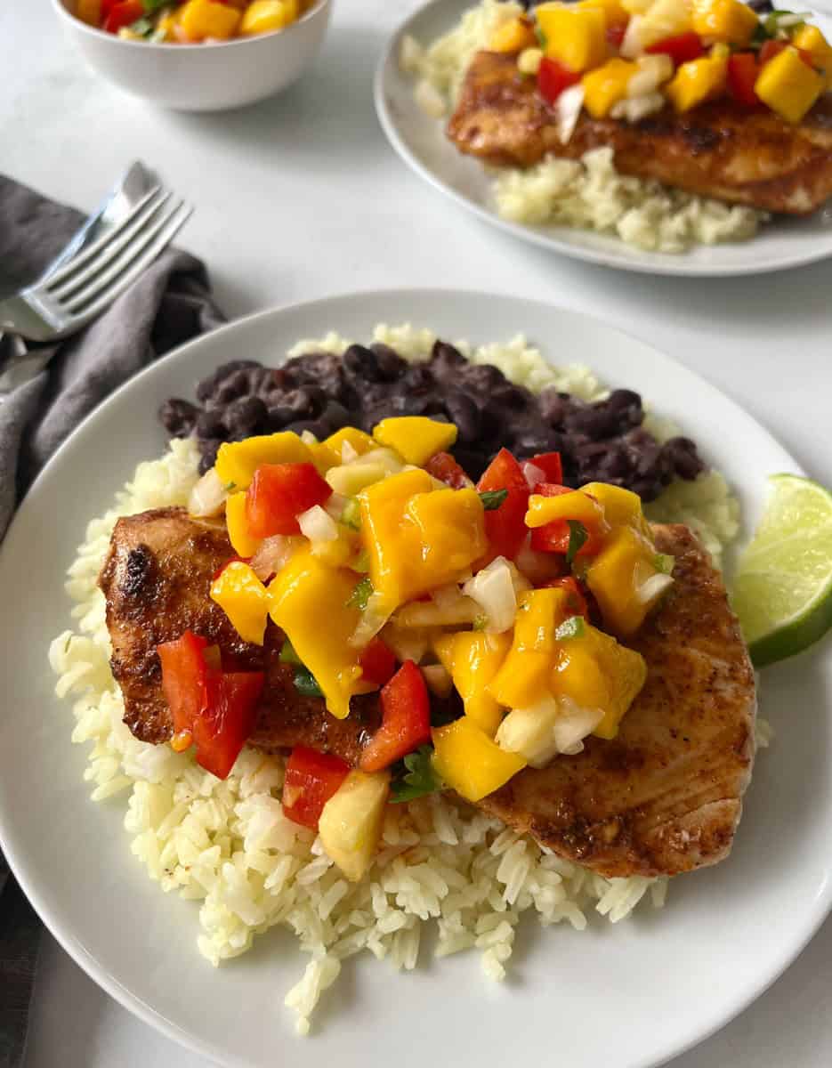 Blackened Mahi Mahi with Mango Pineapple Salsa