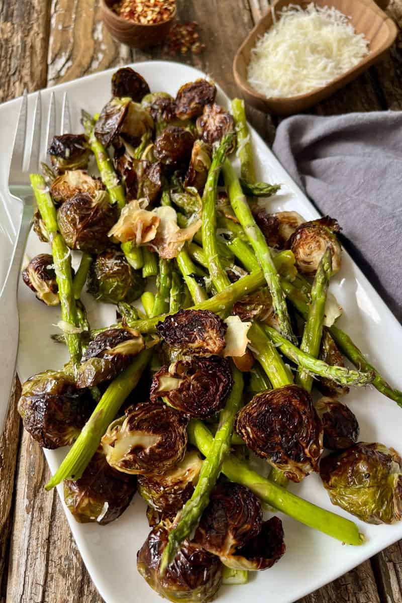 Easy Roasted Asparagus and Brussels Sprouts